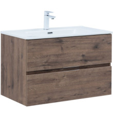 Тумба под раковину Aquanet Алвита New 80 2 ящика, дуб веллингтон табак