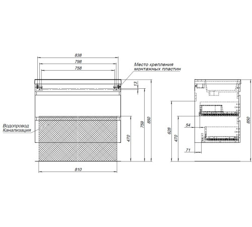 Тумба под раковину Aquanet Нота New 90 дуб светлый