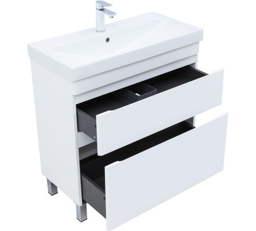 Тумба под раковину Aquanet Слим 80 напольная, белый сатин