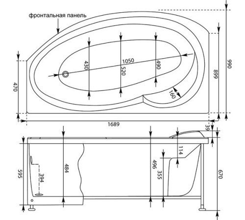 Акриловая ванна Aquanet Jersey 170x90 L