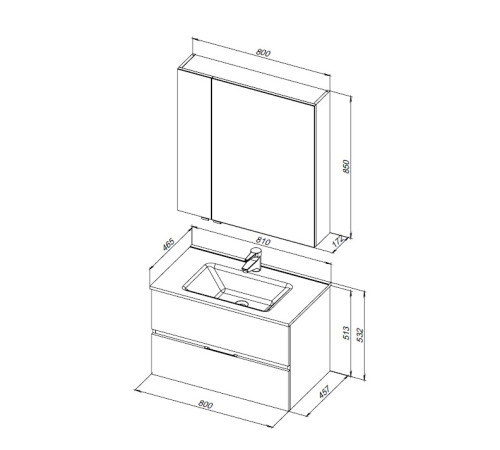Мебель для ванной Aquanet Алвита New 80 2 ящика, дуб веллингтон белый