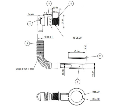 Слив-перелив для литьевых раковин Aquanet хром