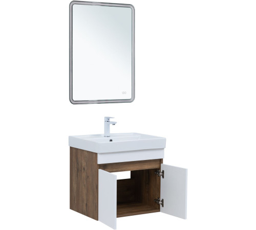 Тумба под раковину Aquanet Оптима 60 дуб рустикальный/белый сатин