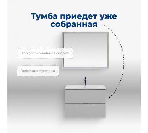 Тумба под раковину Aquanet Алвита New 80 2 ящика, серый