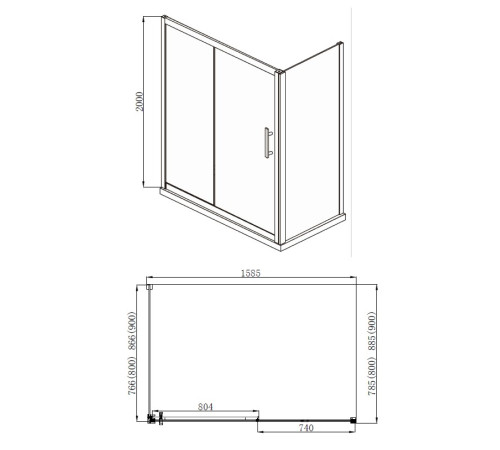 Душевой уголок Aquanet Delta NPE1131 1600х900, прозрачное стекло