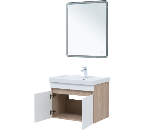 Тумба под раковину Aquanet Оптима 70 дуб светлый/белый сатин