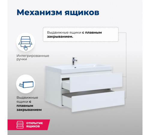 Тумба под раковину Aquanet Беркли 80 белый глянец (2 ящика)