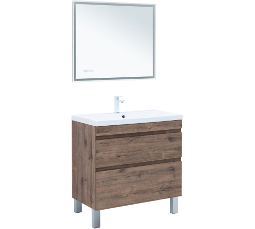 Тумба под раковину Aquanet Нота New 90 напольная, дуб веллингтон табак