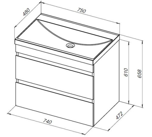 Тумба под раковину Aquanet Нота New 75 дуб холден