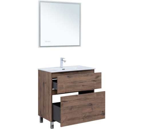 Тумба под раковину Aquanet Алвита New 80 напольная, дуб веллингтон табак