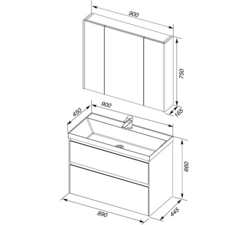 Мебель для ванной Aquanet Гласс 90 белый