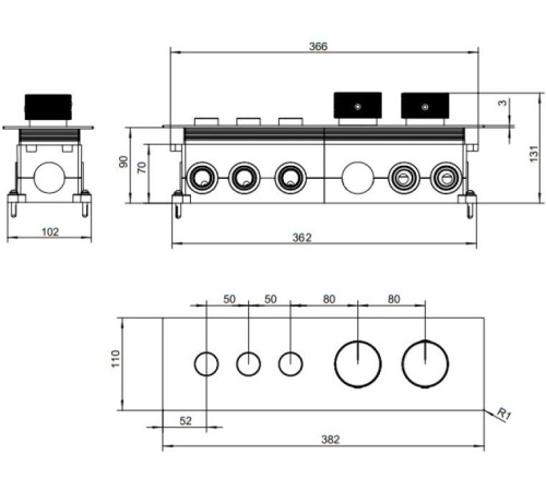 Смеситель для душа Allen Brau Liberty 5.33003-31 (с внутренней частью, 3 выхода) черный матовый