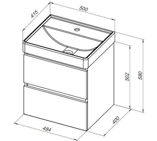 Тумба под раковину Aquanet Вега 2.0 50 бежевый