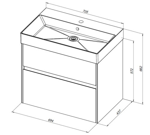 Тумба с раковиной Aquanet Бруклин 70 белый