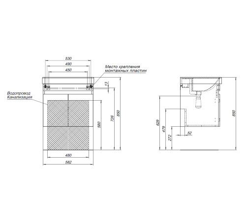Тумба под раковину Aquanet Оптима 60 дуб рустикальный