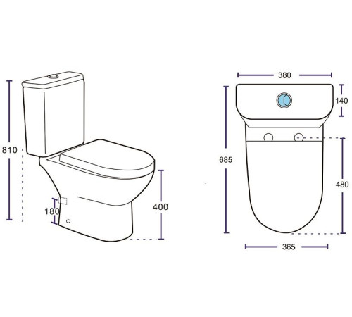 Бачок для унитаза Aquanet Ray-C-1