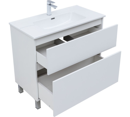 Тумба под раковину Aquanet Вега 90 напольная, белый глянец