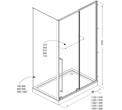 Душевой уголок Allen Brau Fantasy 120x90 3.11006.31 + 3.11013.31 черный матовый