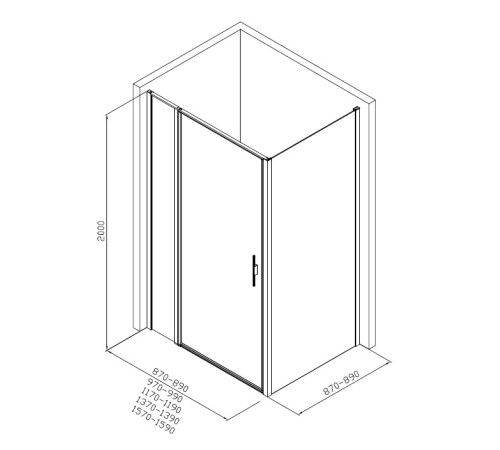 Душевой уголок Allen Brau Priority 160x90 3.31038.BA + 3.31044.BA серебро браш