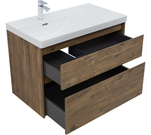 Тумба под раковину Aquanet Nova Lite 2.0 90 дуб рустикальный, левая