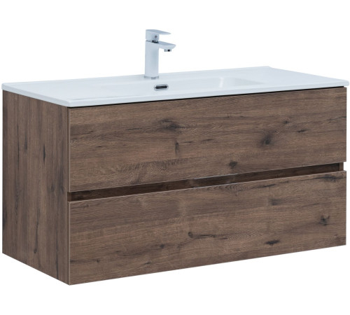 Тумба под раковину Aquanet Алвита New 100 2 ящика, дуб веллингтон табак