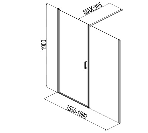 Душевая дверь Aquanet Cinetic 160, прозрачное стекло (AE12-N-80H190U-CT + AE12-F-80H190U-CT)