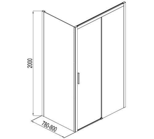 Боковая стенка Aquanet Pleasure AE60-F-80H200U-BT 80, прозрачное стекло