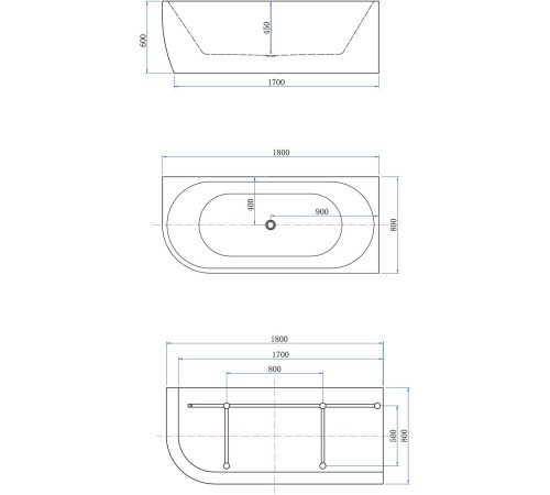 Акриловая ванна Aquanet Family Elegant B 180x80 3806-N-MW-MB
