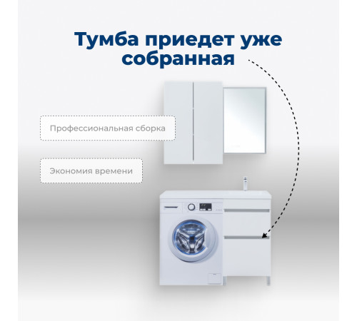 Тумба под раковину Aquanet Вега 48 белый глянец