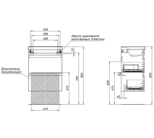 Тумба под раковину Aquanet Нота New 50 дуб светлый