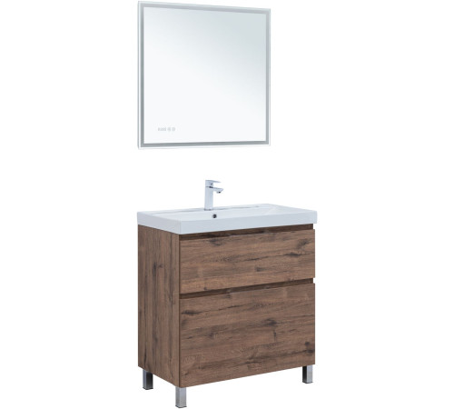 Тумба под раковину Aquanet Алвита New 80 напольная, дуб веллингтон табак