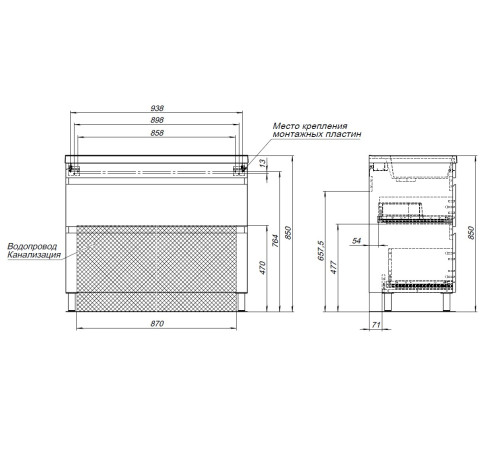 Тумба под раковину Aquanet Нота New 100 напольная, дуб веллингтон табак
