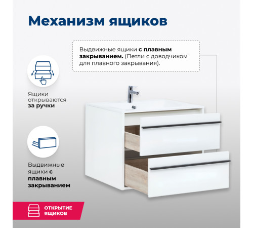 Тумба под раковину Aquanet Lino 80 белый матовый