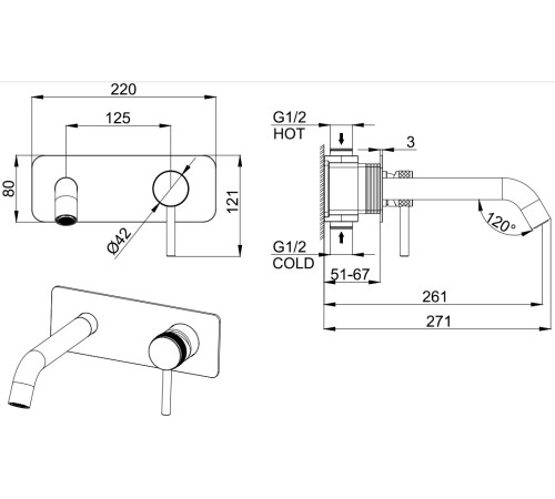Смеситель для раковины Allen Brau Priority 5.31003-00 (с внутренней частью) хром