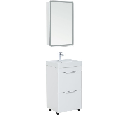 Тумба под раковину Aquanet Ирис new 50 белый глянец (2 ящика, ножки)