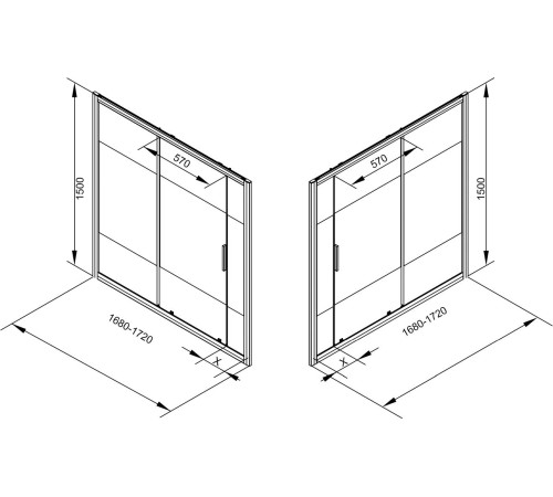 Шторка на ванну Aquanet Practic AE10-B-170H150U-CP, прозрачное стекло
