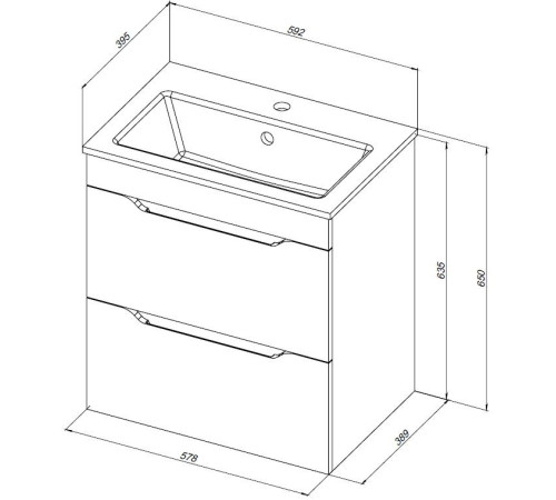 Тумба под раковину Aquanet Практика 60 маренго (2 ящика)