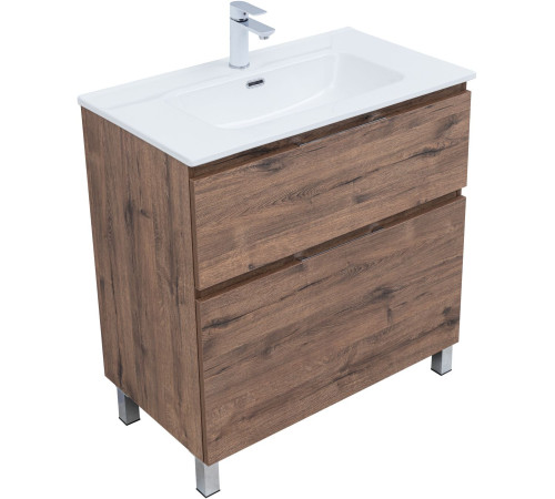 Тумба под раковину Aquanet Алвита New 80 напольная, дуб веллингтон табак