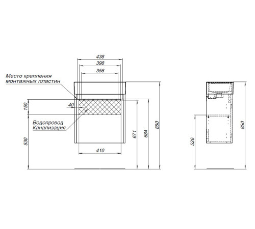 Тумба под раковину Aquanet Nova Lite 50 дуб рустикальный (1 дверца)