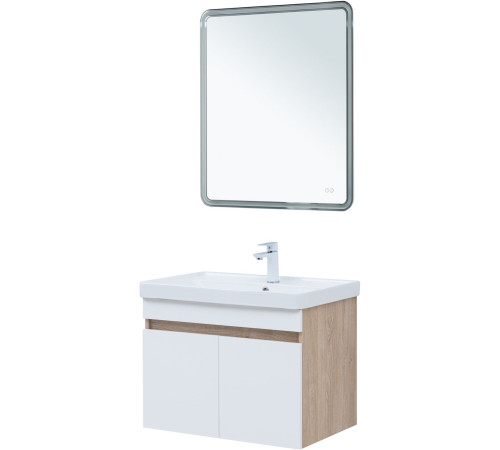 Тумба под раковину Aquanet Оптима 70 дуб светлый/белый сатин