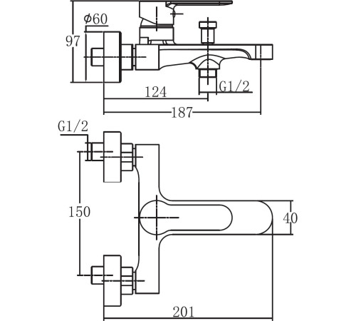 Смеситель для ванны с душем Aquanet Passion AF300-20B