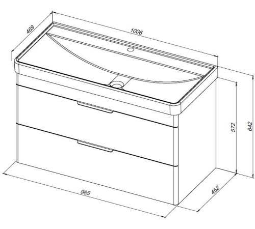 Тумба под раковину Aquanet Ирис New 100 белый глянец