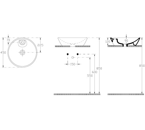 Раковина накладная Allen Brau Fantasy 45 4.11018.20 белый глянец