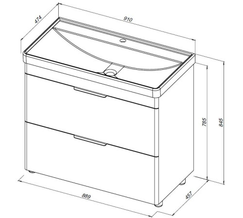 Тумба под раковину Aquanet Ирис New 90 напольная, белый глянец