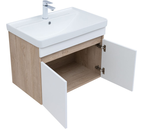 Тумба под раковину Aquanet Оптима 70 дуб светлый/белый сатин