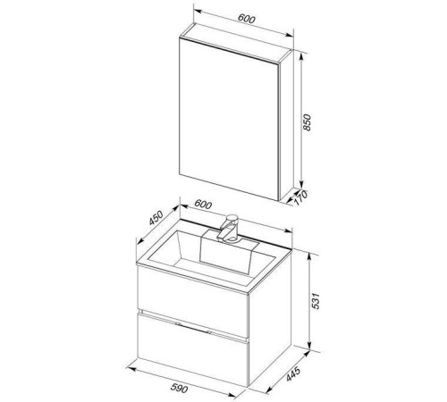 Мебель для ванной Aquanet Алвита 60 белый