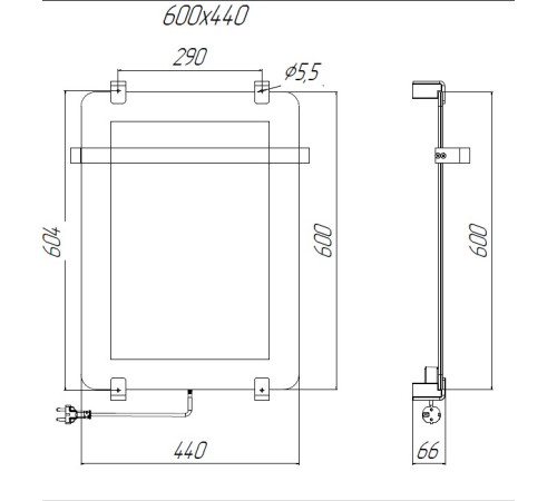 Полотенцесушитель электрический Allen Brau Infinity 60x44 с рейлингом 2.0 и креплением, серебро браш