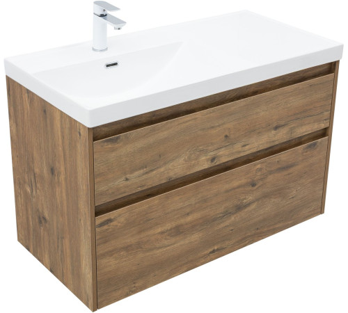 Тумба под раковину Aquanet Nova Lite 2.0 100 дуб рустикальный, левая