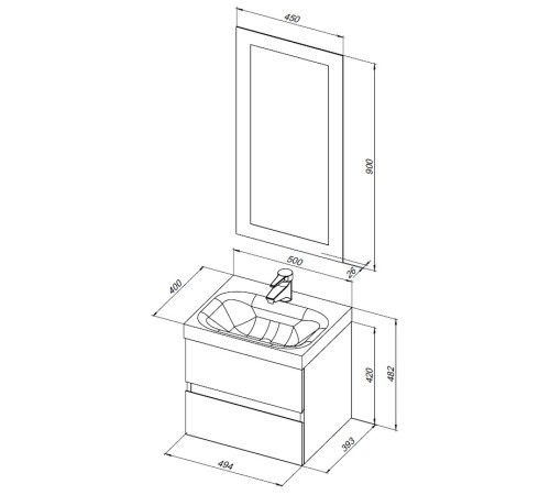 Мебель для ванной Aquanet Беркли 50 белый глянец (2 ящика)