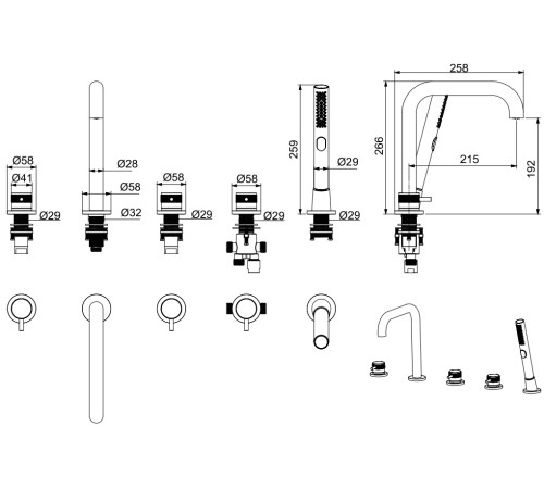 Смеситель на борт ванны Allen Brau Priority 5.31007-GB (с внутренней частью) золото браш